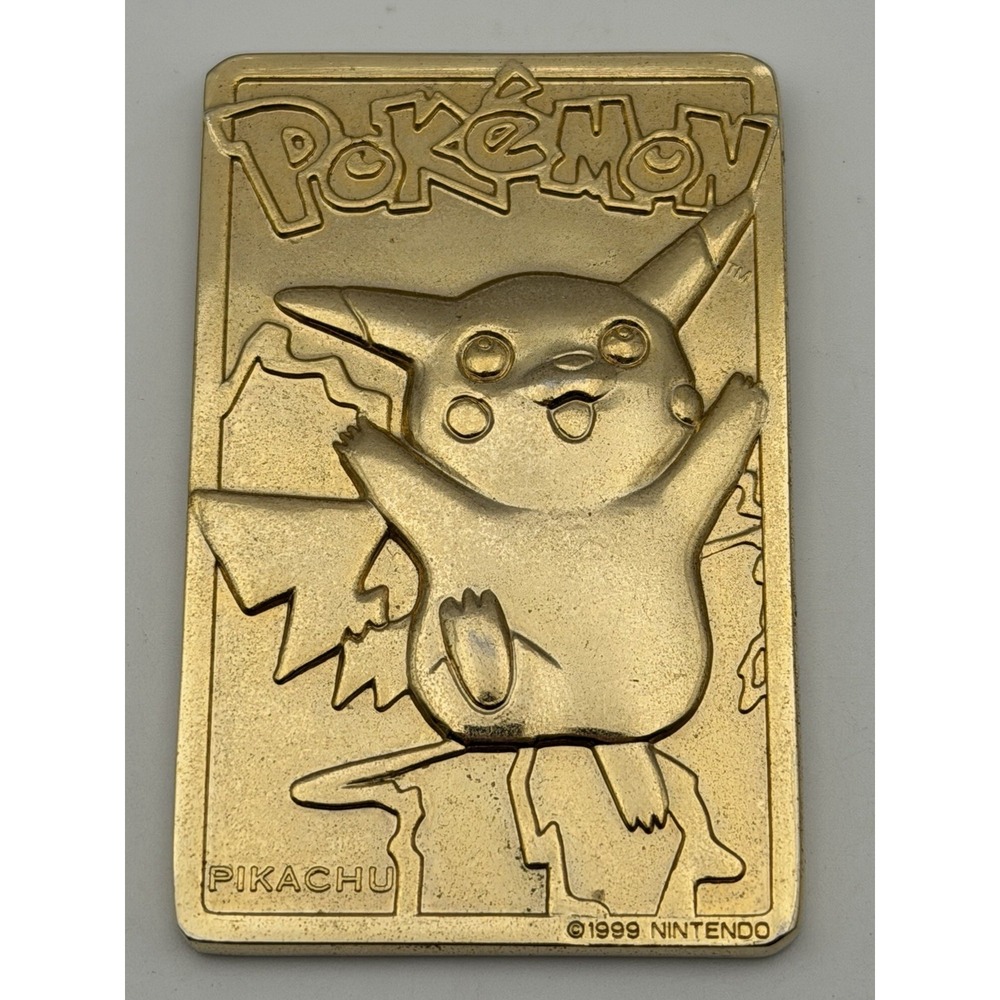 Pokemon 1999 Pikachu Gold-Plated Metal Collectible Card By Nintendo